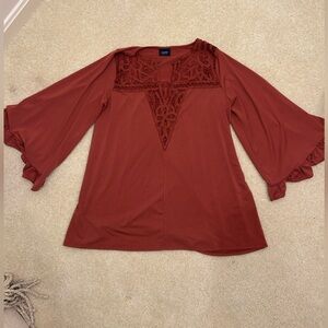 Daytrip Terracotta Lace Accent Blouse